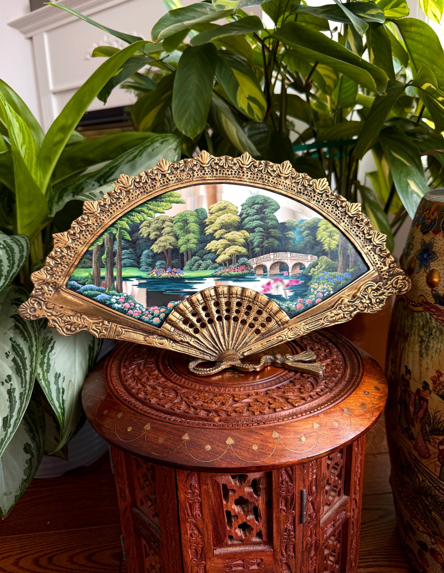 "Whispers Under the Arch" - Hand Painted Landscape Mirror Wall Art