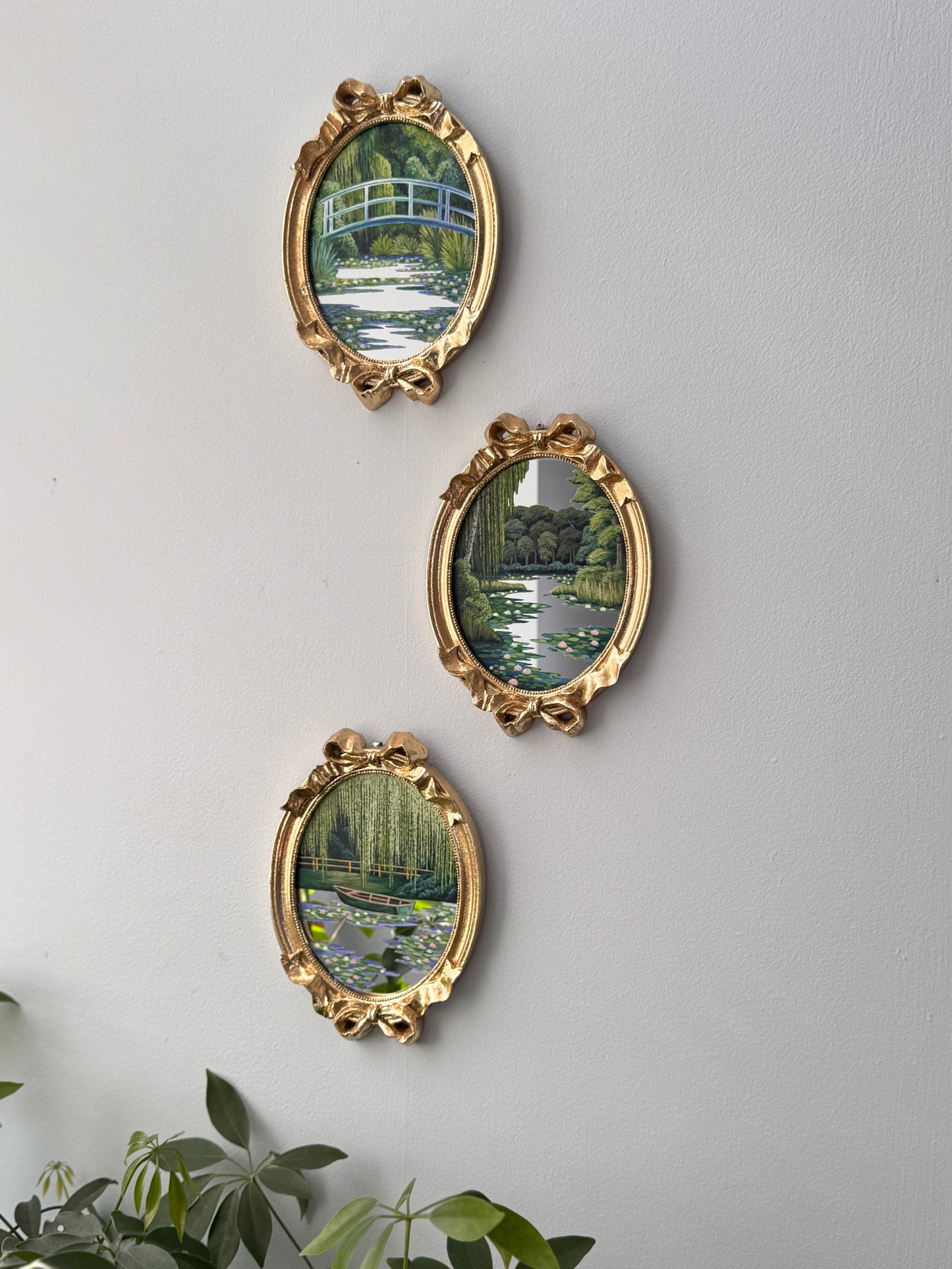 "Monet by Beau Clay Arts"- Set of 3 - Hand Painted Landscape Mirror Wall Art