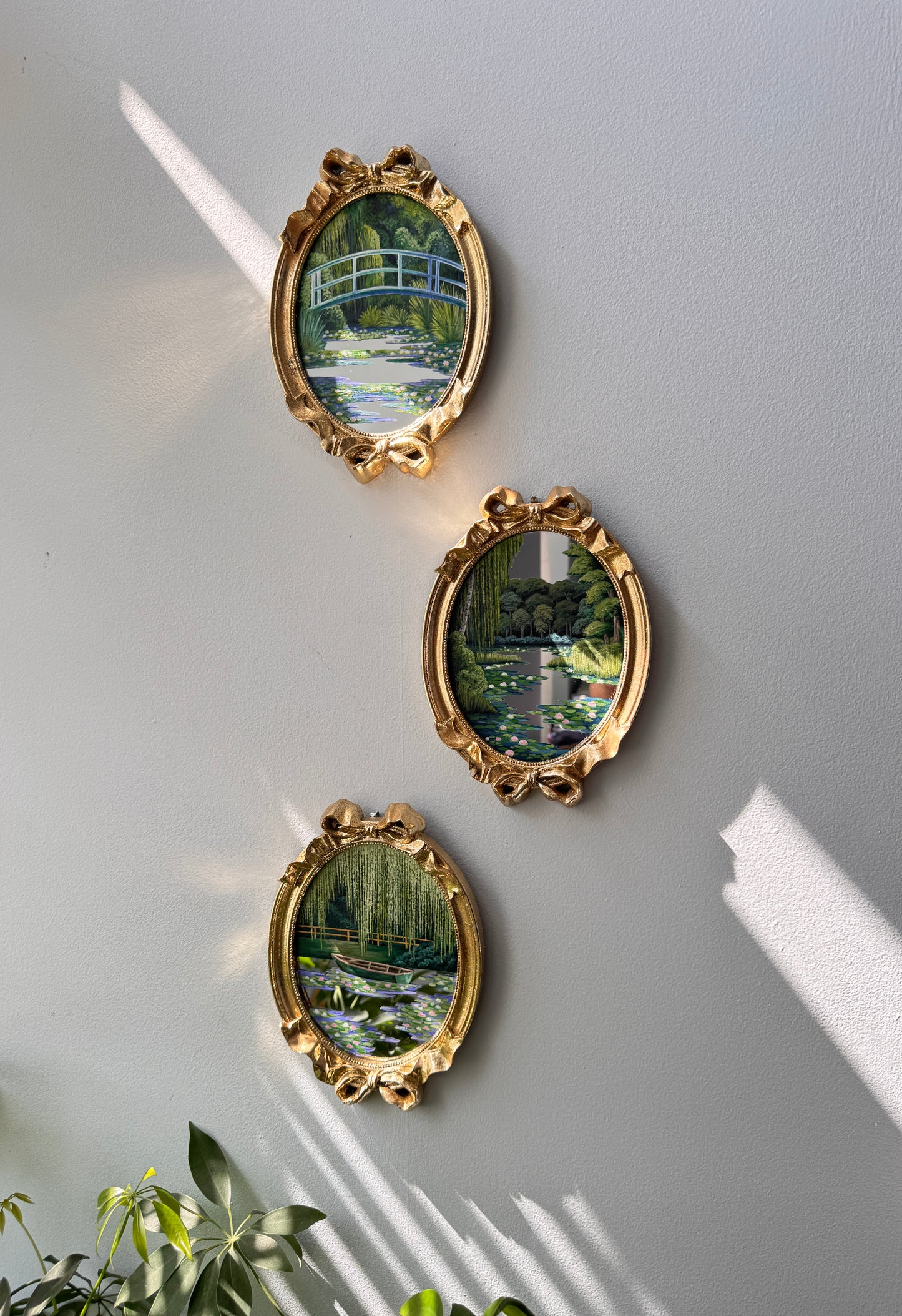 "Monet by Beau Clay Arts"- Set of 3 - Hand Painted Landscape Mirror Wall Art