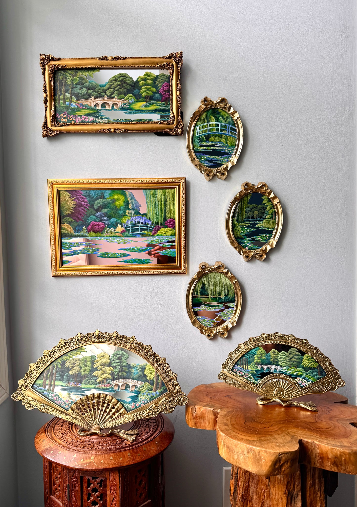 "Call of the Sun Bridge" - Hand Painted Landscape Mirror Wall Art