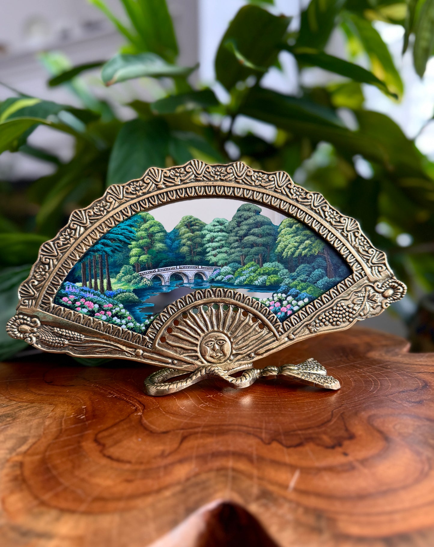 "Call of the Sun Bridge" - Hand Painted Landscape Mirror Wall Art