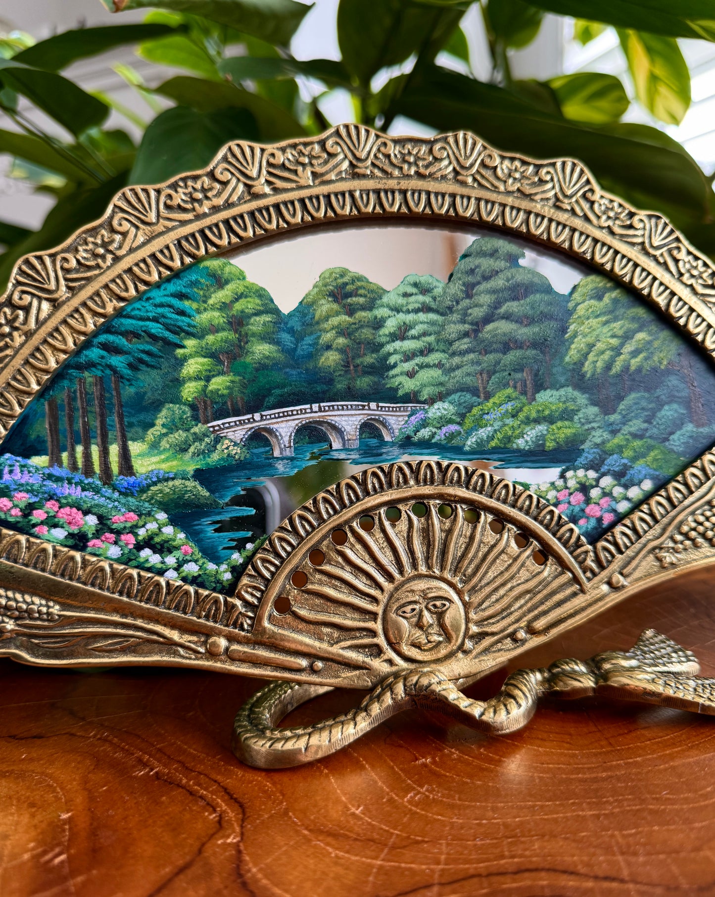 "Call of the Sun Bridge" - Hand Painted Landscape Mirror Wall Art
