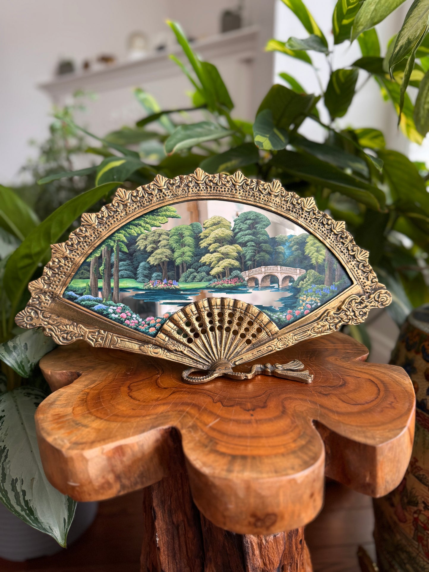"Whispers Under the Arch" - Hand Painted Landscape Mirror Wall Art