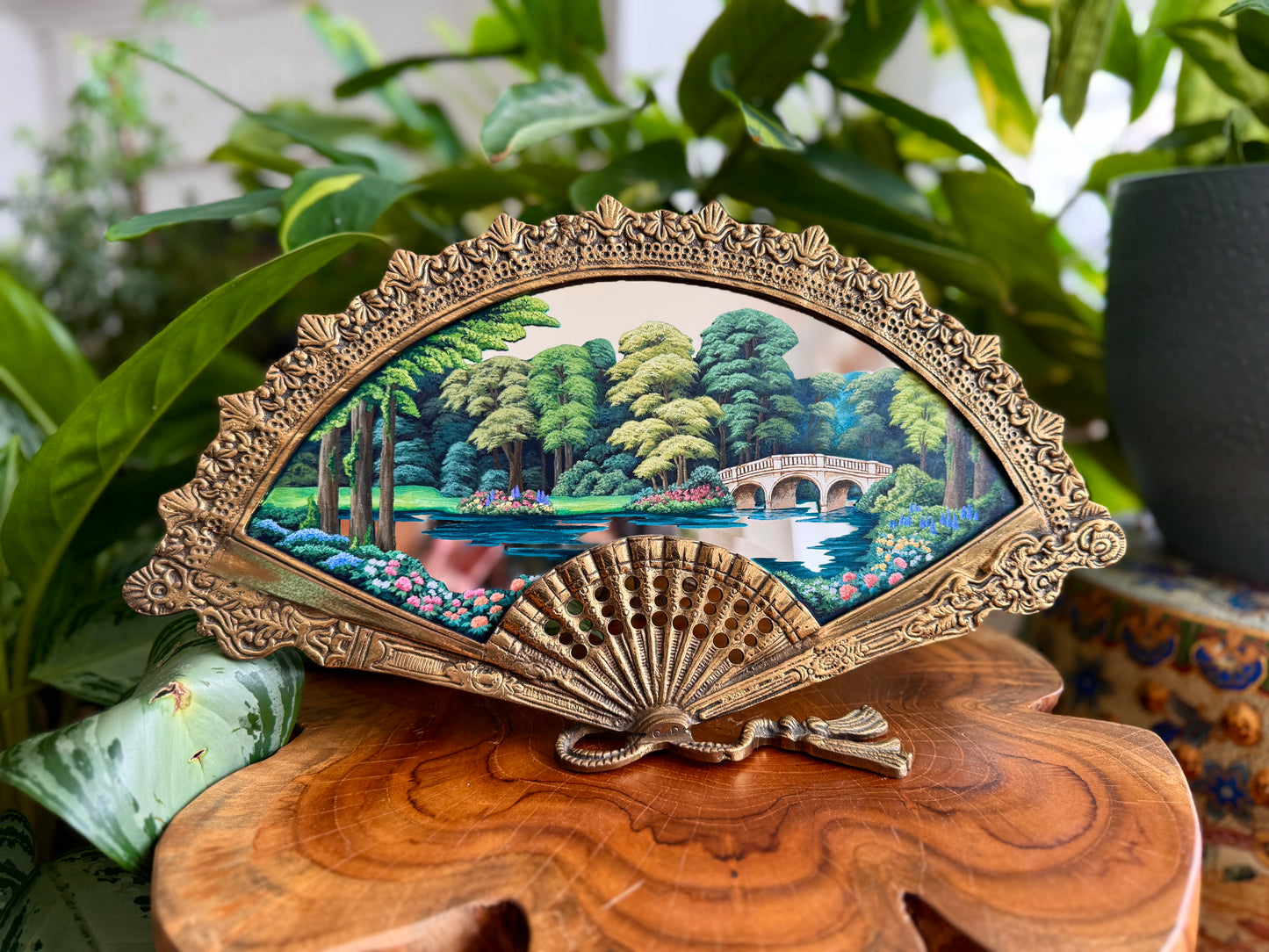 "Whispers Under the Arch" - Hand Painted Landscape Mirror Wall Art