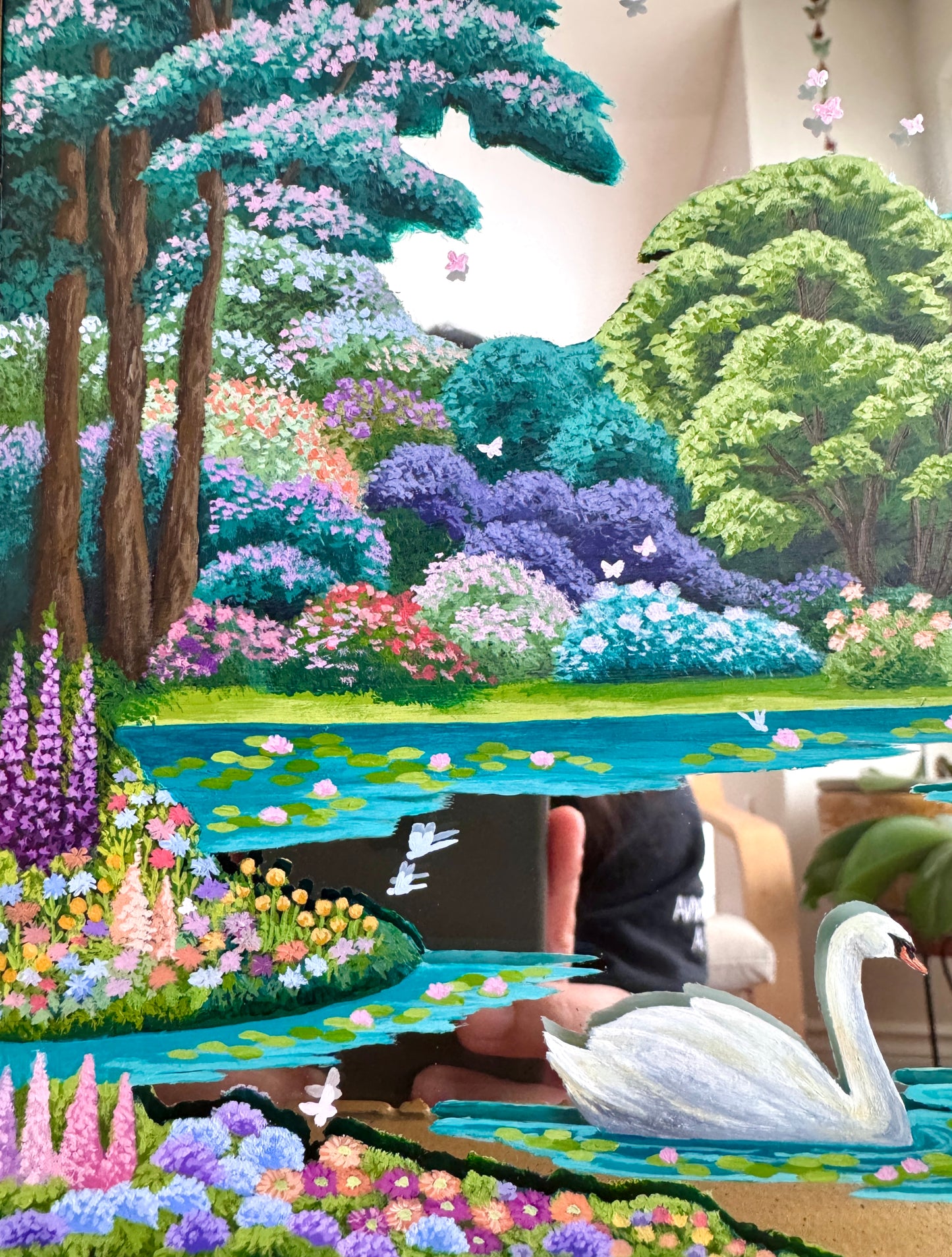 "Lover’s Lookout" - Hand Painted Landscape Mirror Wall Art