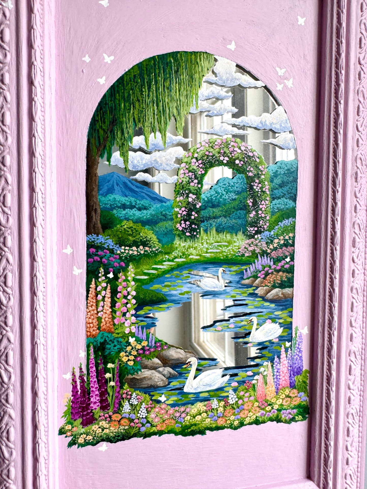 "Lovers" - Hand Painted Landscape Mirror Wall Art