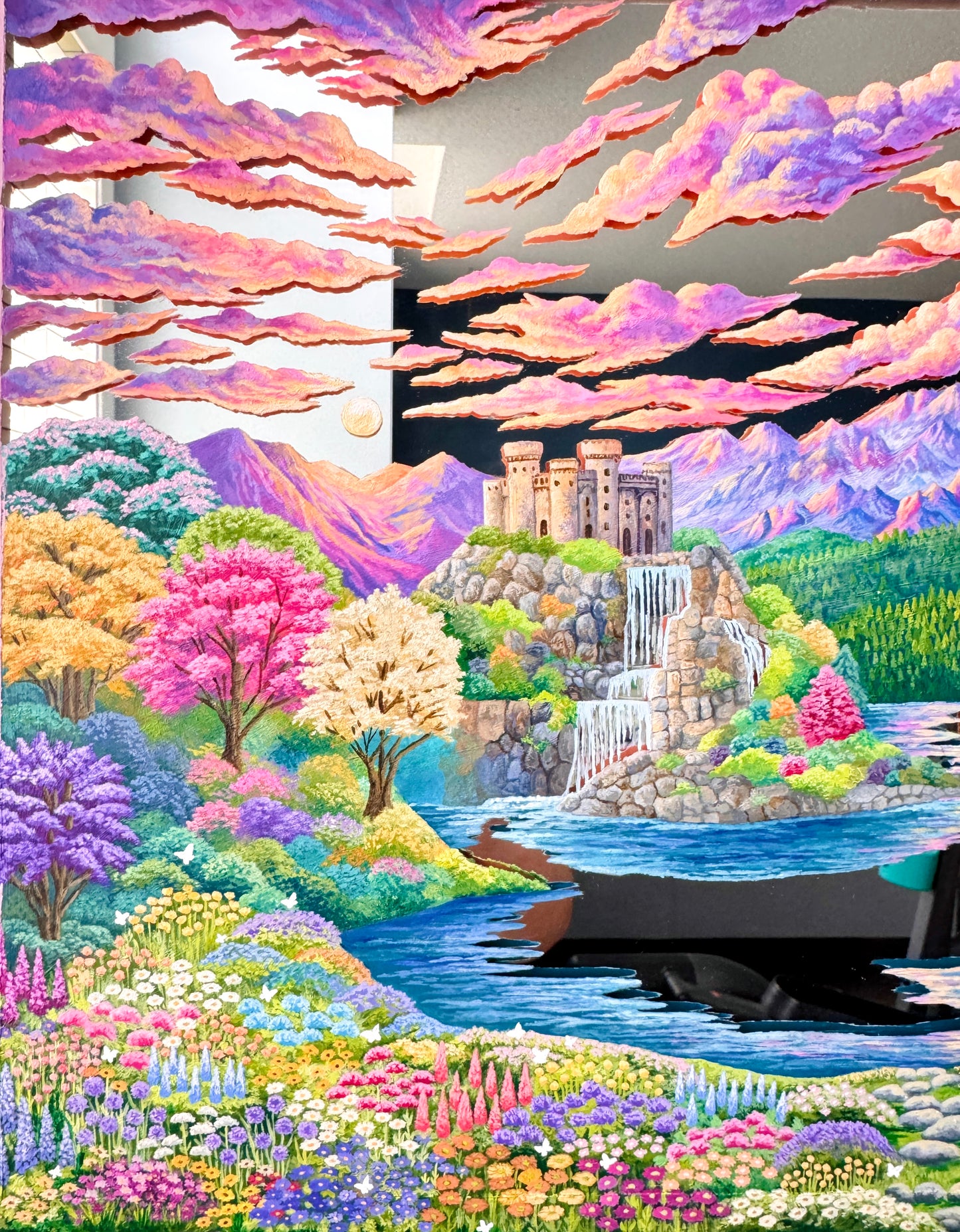 "And so we set sail in search of New Adventures" - Hand Painted Landscape Mirror Wall Art