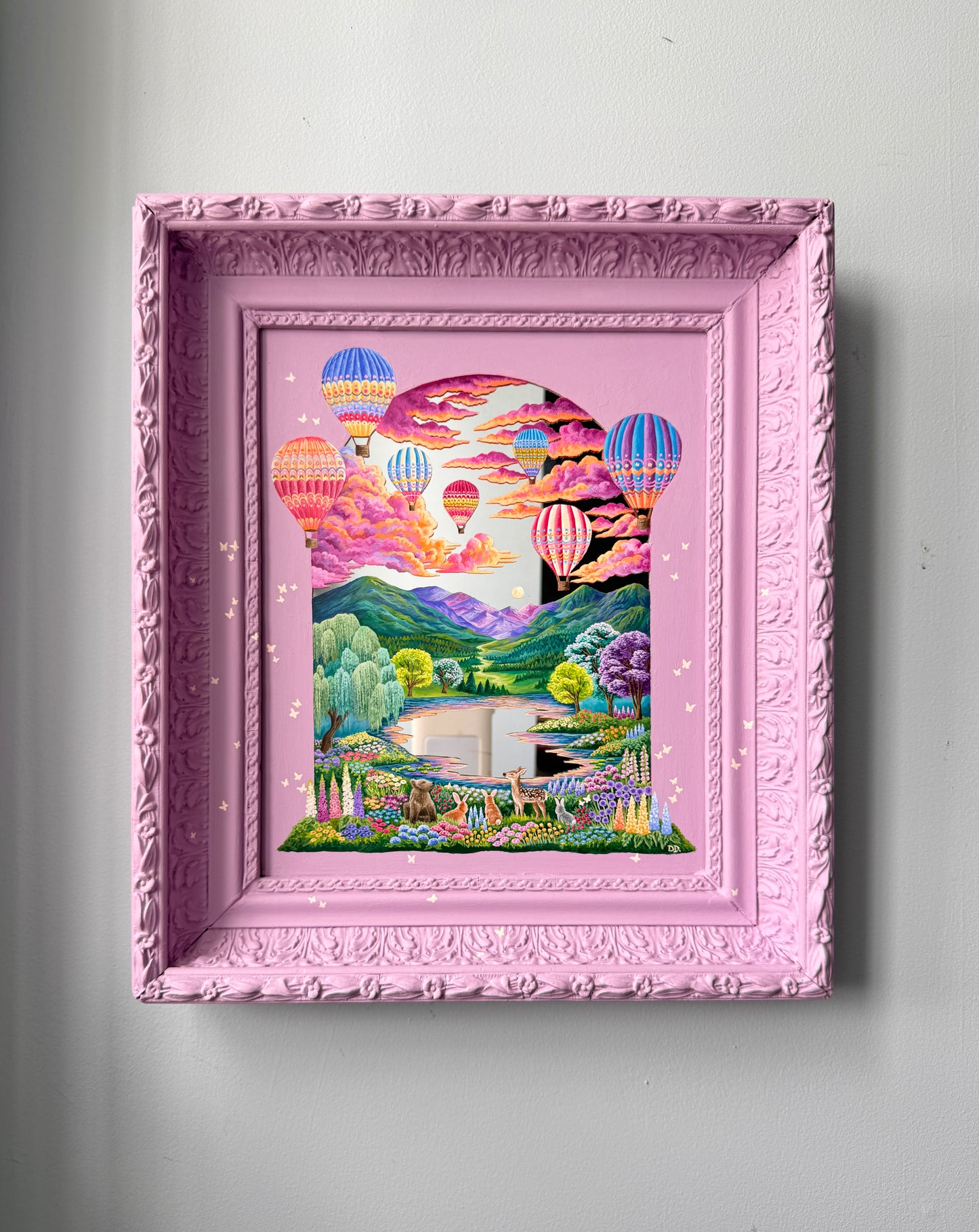 "We'll be friends till the end" - Hand Painted Landscape Mirror