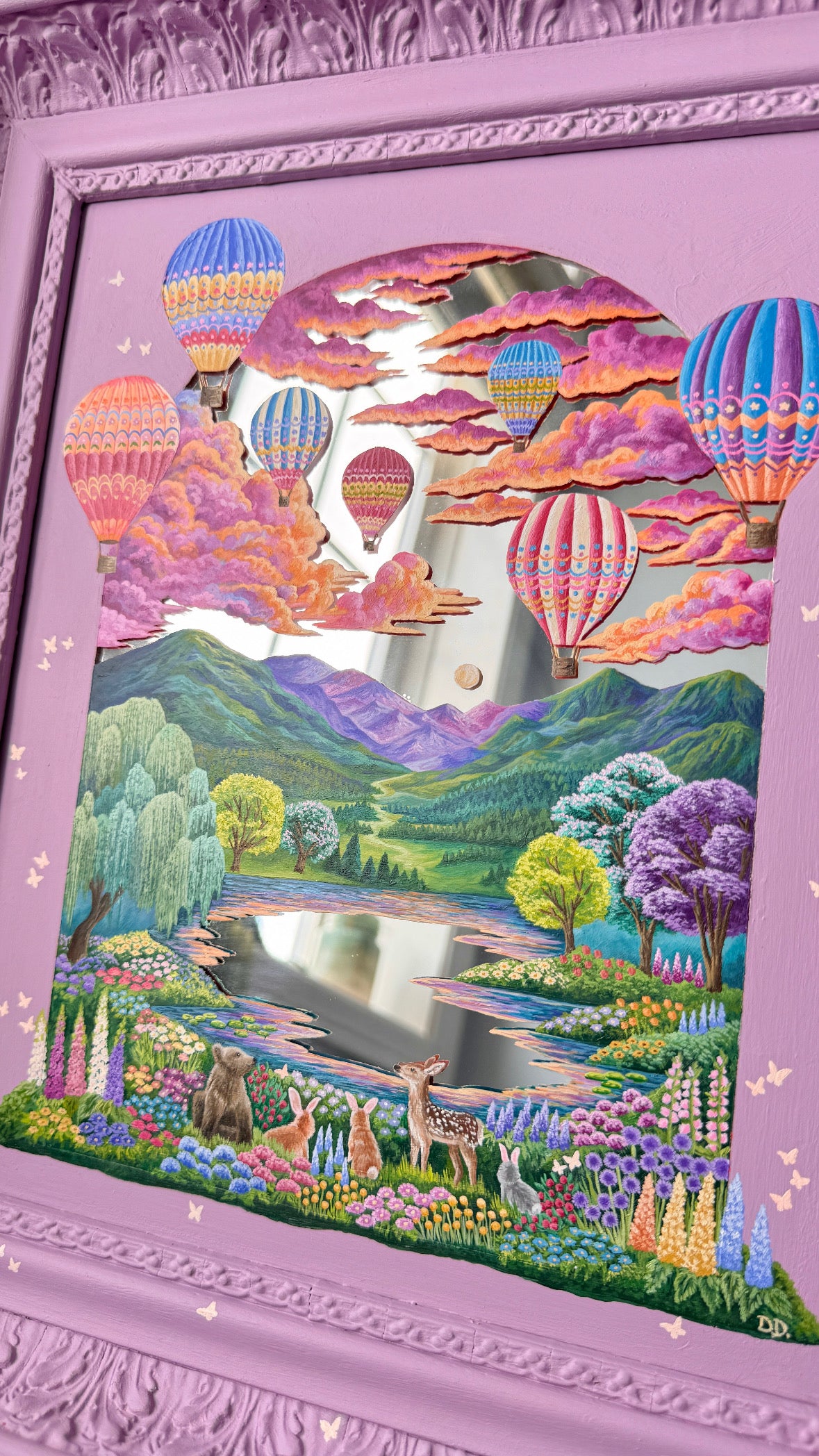 "We'll be friends till the end" - Hand Painted Landscape Mirror