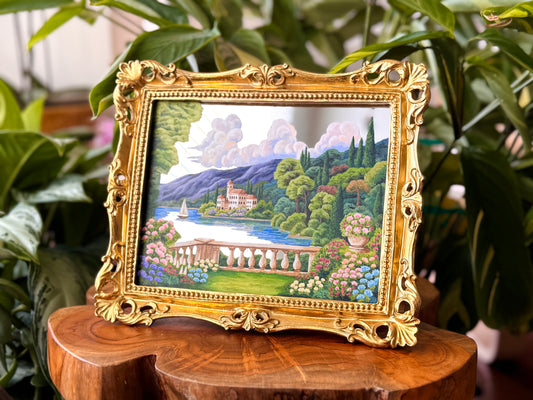 Hand Painted Coastal Gold Landscape Mirror Wall Art - Painting 02