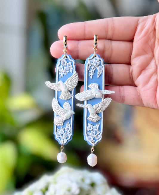 Dove Wedgwood Statement Earrings