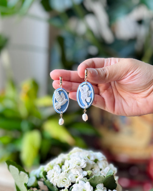 Dove + Cherub Wedgwood Mini Earrings