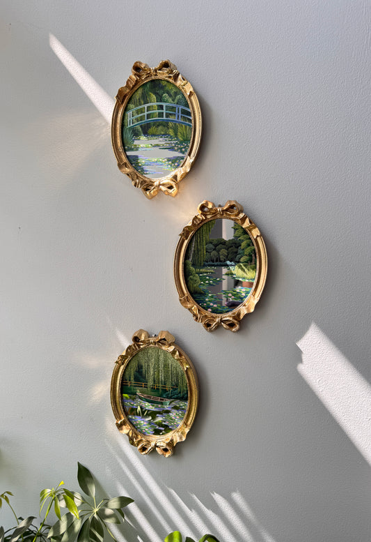 "Monet by Beau Clay Arts"- Set of 3 - Hand Painted Landscape Mirror Wall Art
