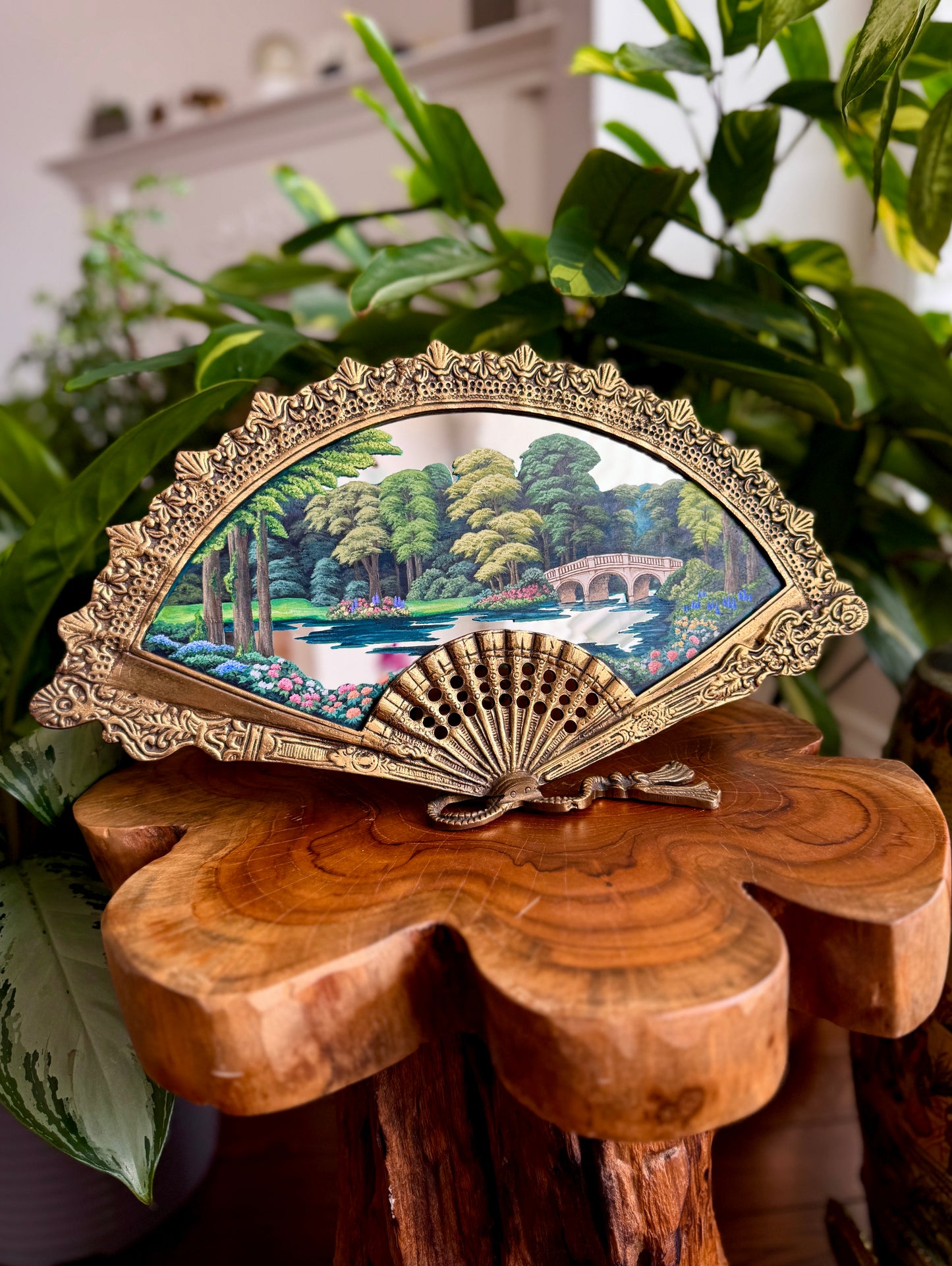 "Whispers Under the Arch" - Hand Painted Landscape Mirror Wall Art