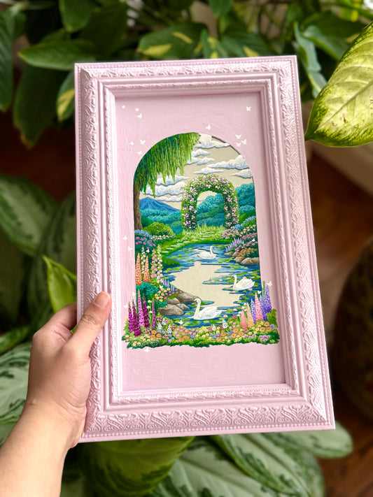 "Lovers" - Hand Painted Landscape Mirror Wall Art