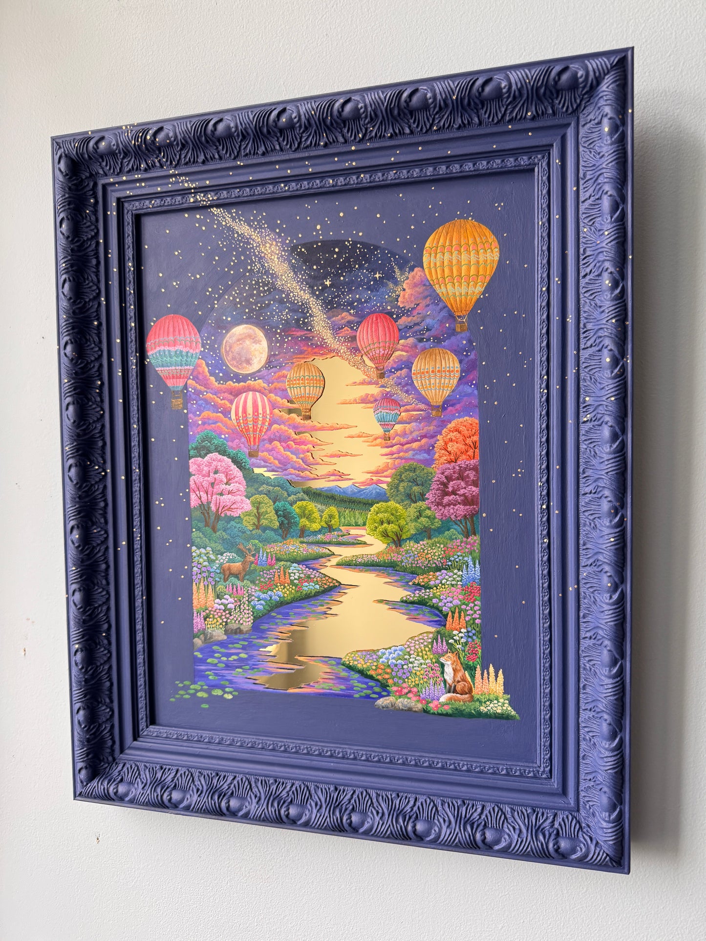 "Secret Wonders in the Night Sky" - Hand Painted Landscape Mirror Wall Art