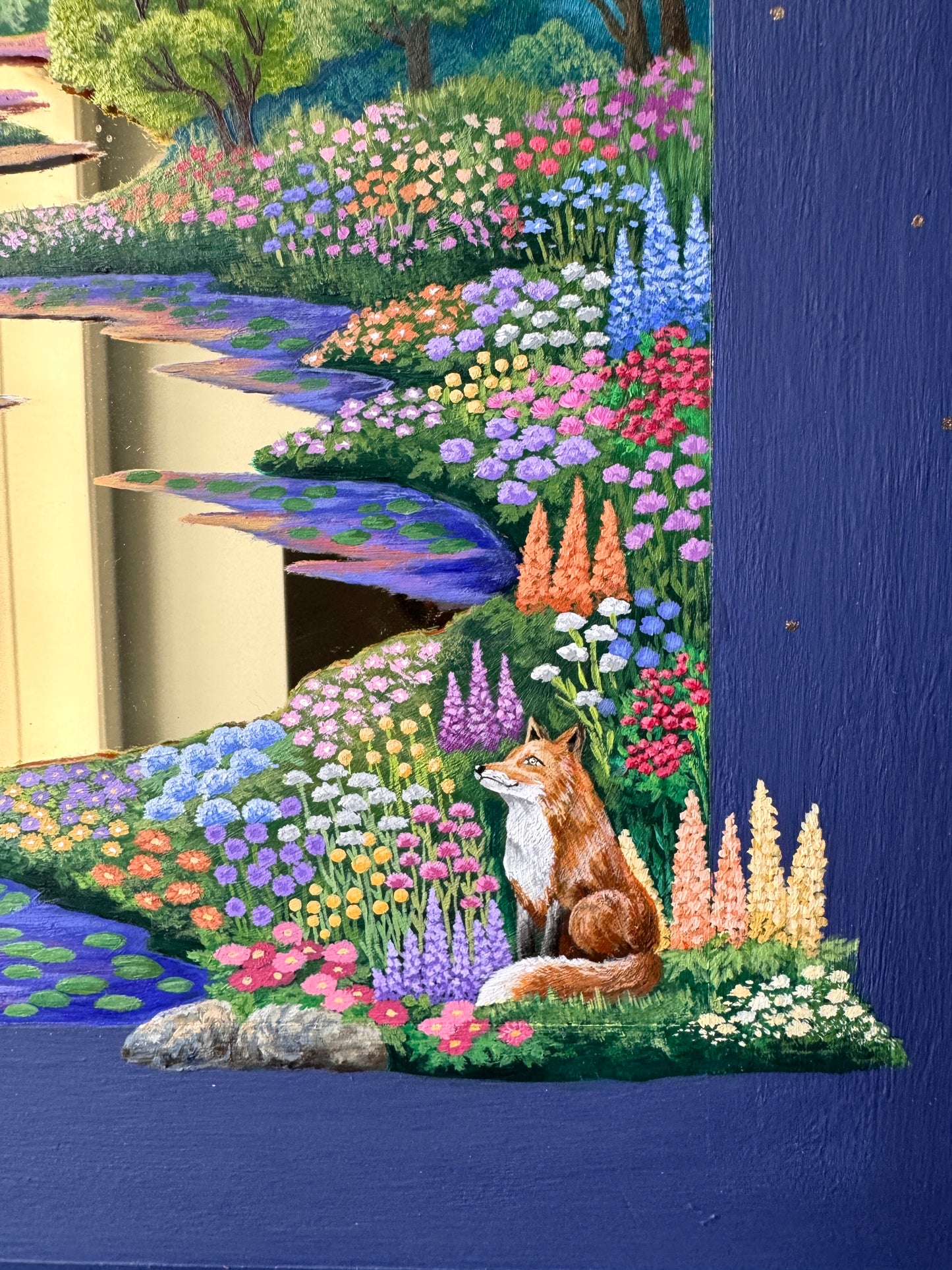 "Secret Wonders in the Night Sky" - Hand Painted Landscape Mirror Wall Art
