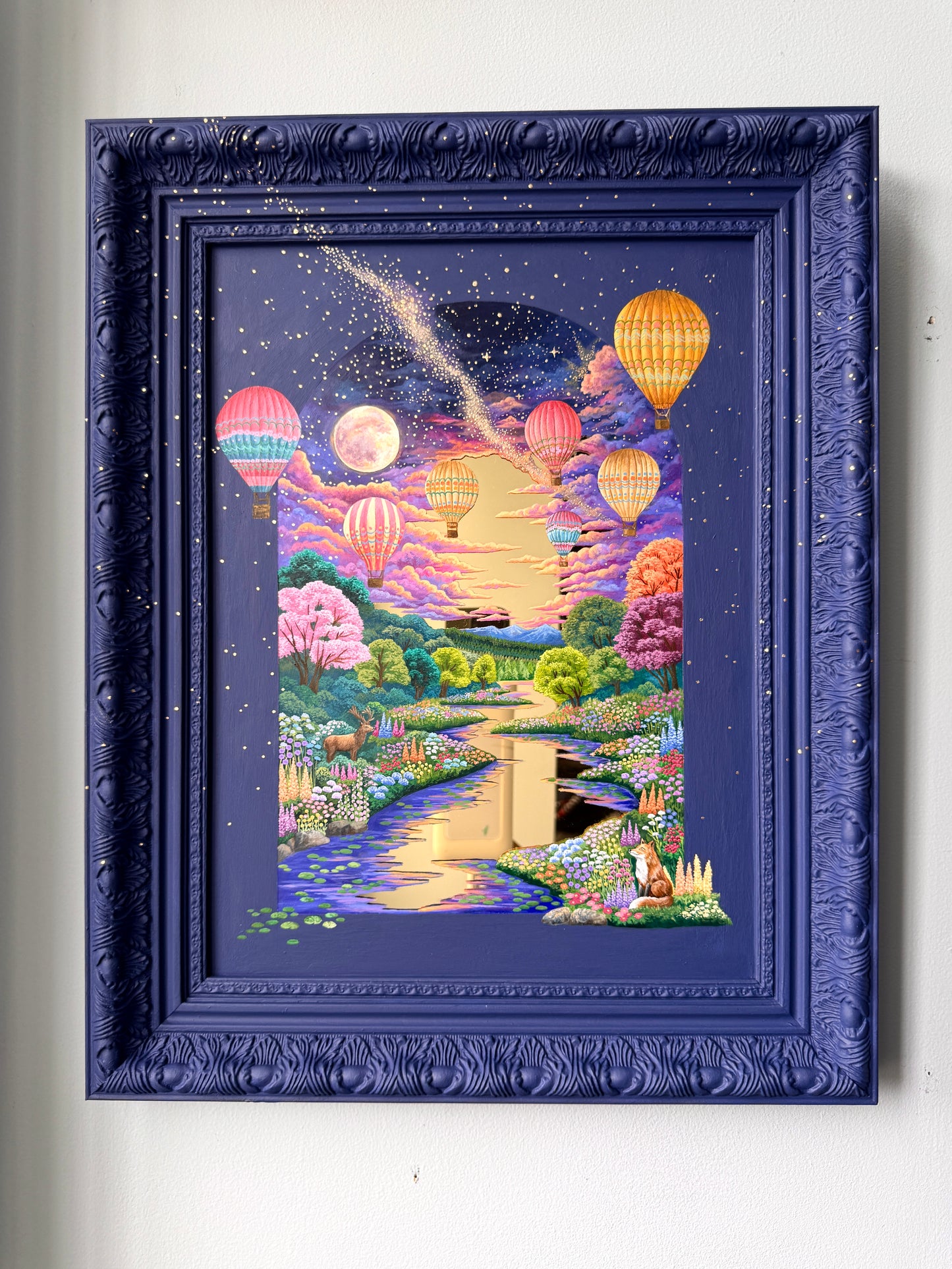 "Secret Wonders in the Night Sky" - Hand Painted Landscape Mirror Wall Art