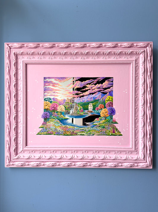 "And so we set sail in search of New Adventures" - Hand Painted Landscape Mirror Wall Art