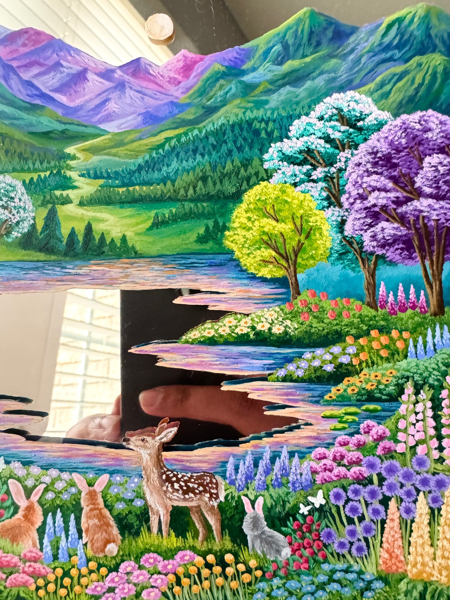 "We'll be friends till the end" - Hand Painted Landscape Mirror