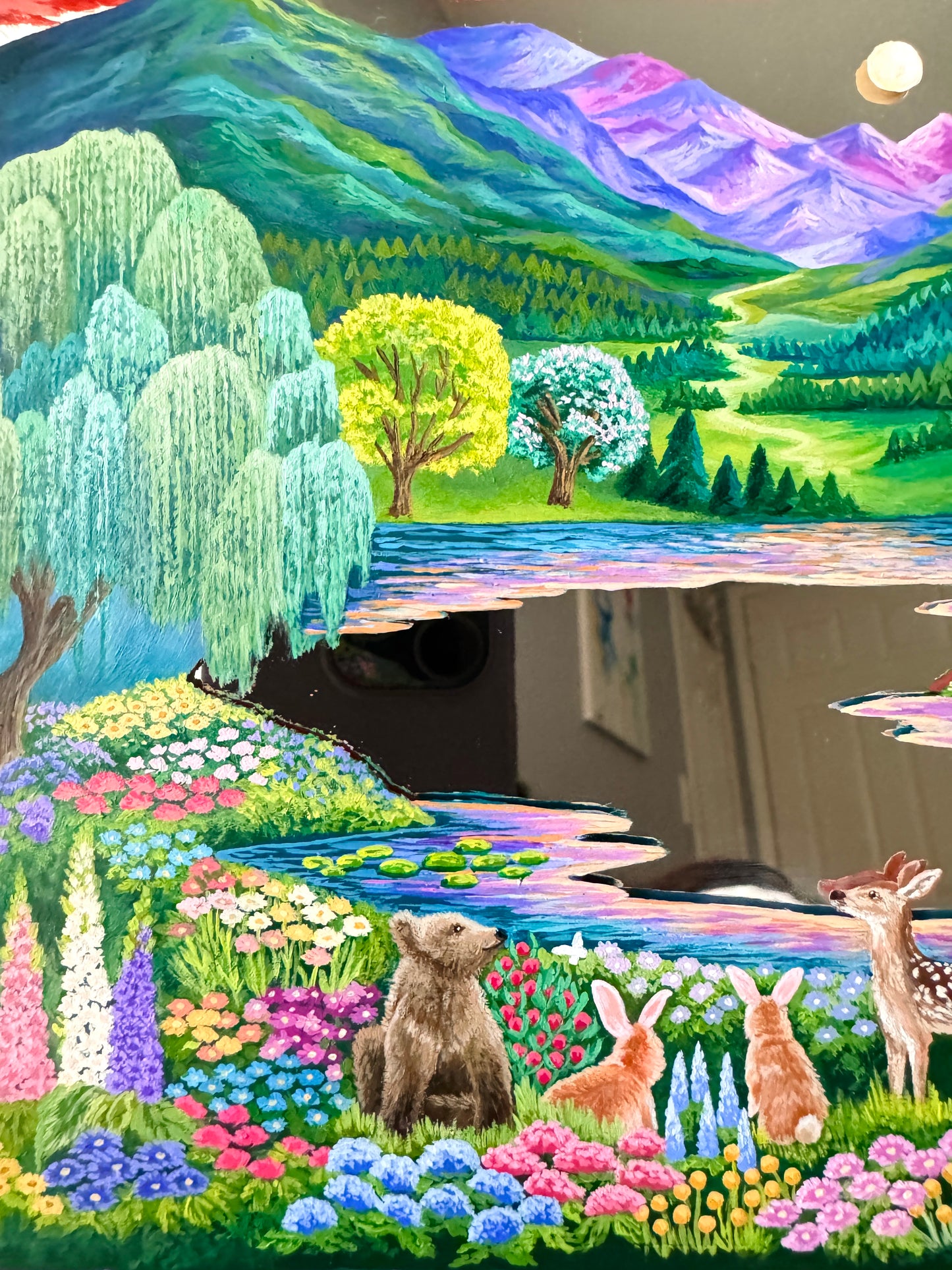 "We'll be friends till the end" - Hand Painted Landscape Mirror