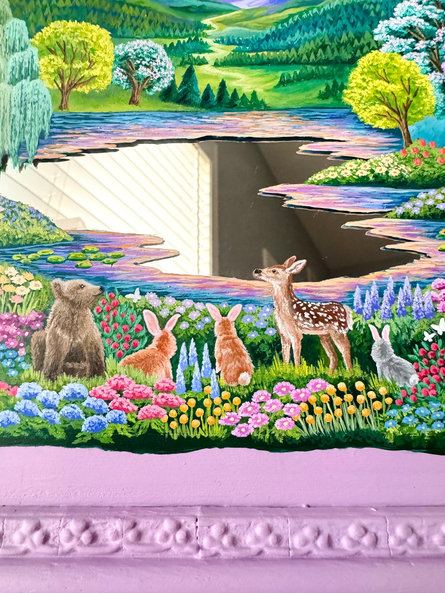 "We'll be friends till the end" - Hand Painted Landscape Mirror