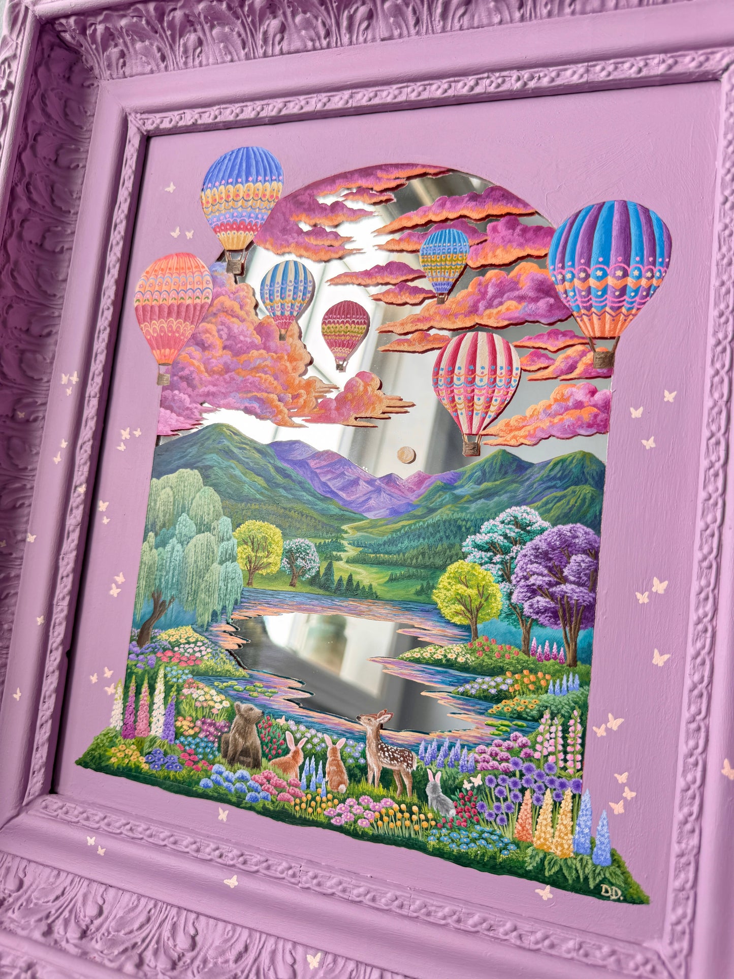 "We'll be friends till the end" - Hand Painted Landscape Mirror