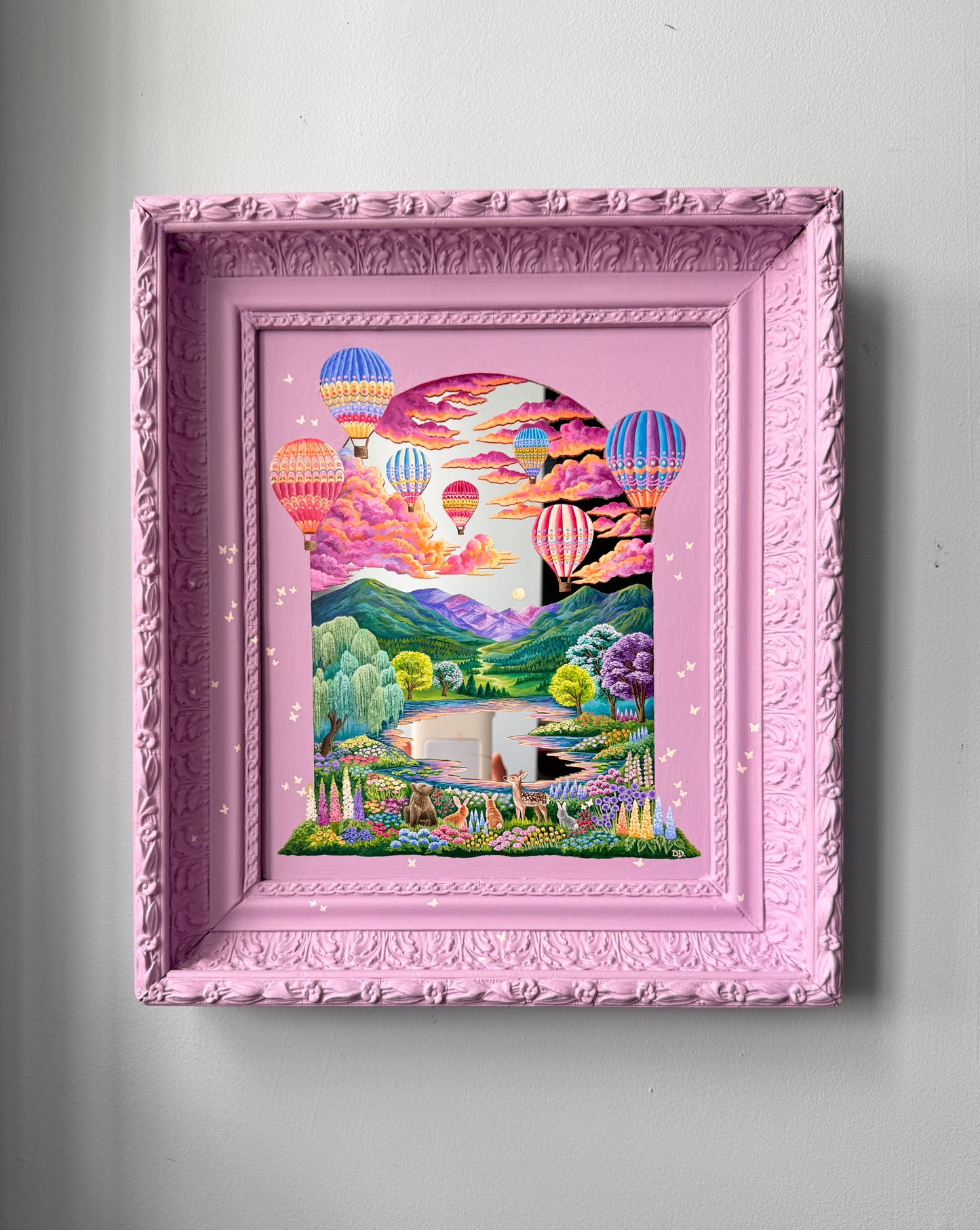 "We'll be friends till the end" - Hand Painted Landscape Mirror