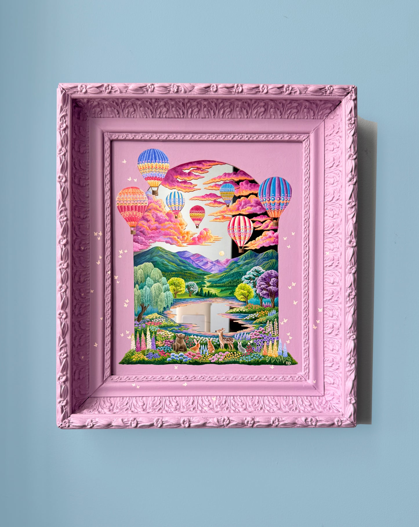 "We'll be friends till the end" - Hand Painted Landscape Mirror