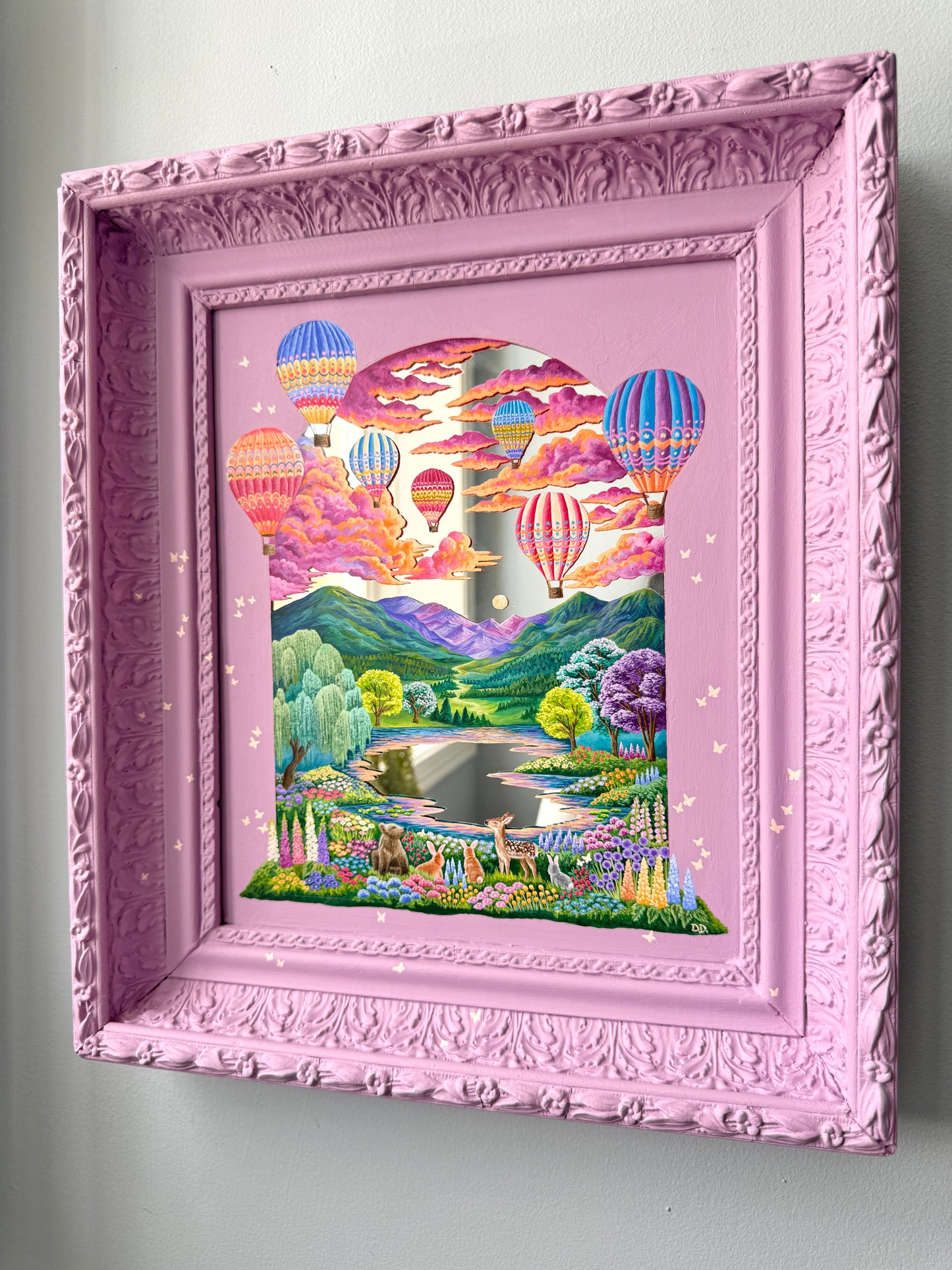 "We'll be friends till the end" - Hand Painted Landscape Mirror