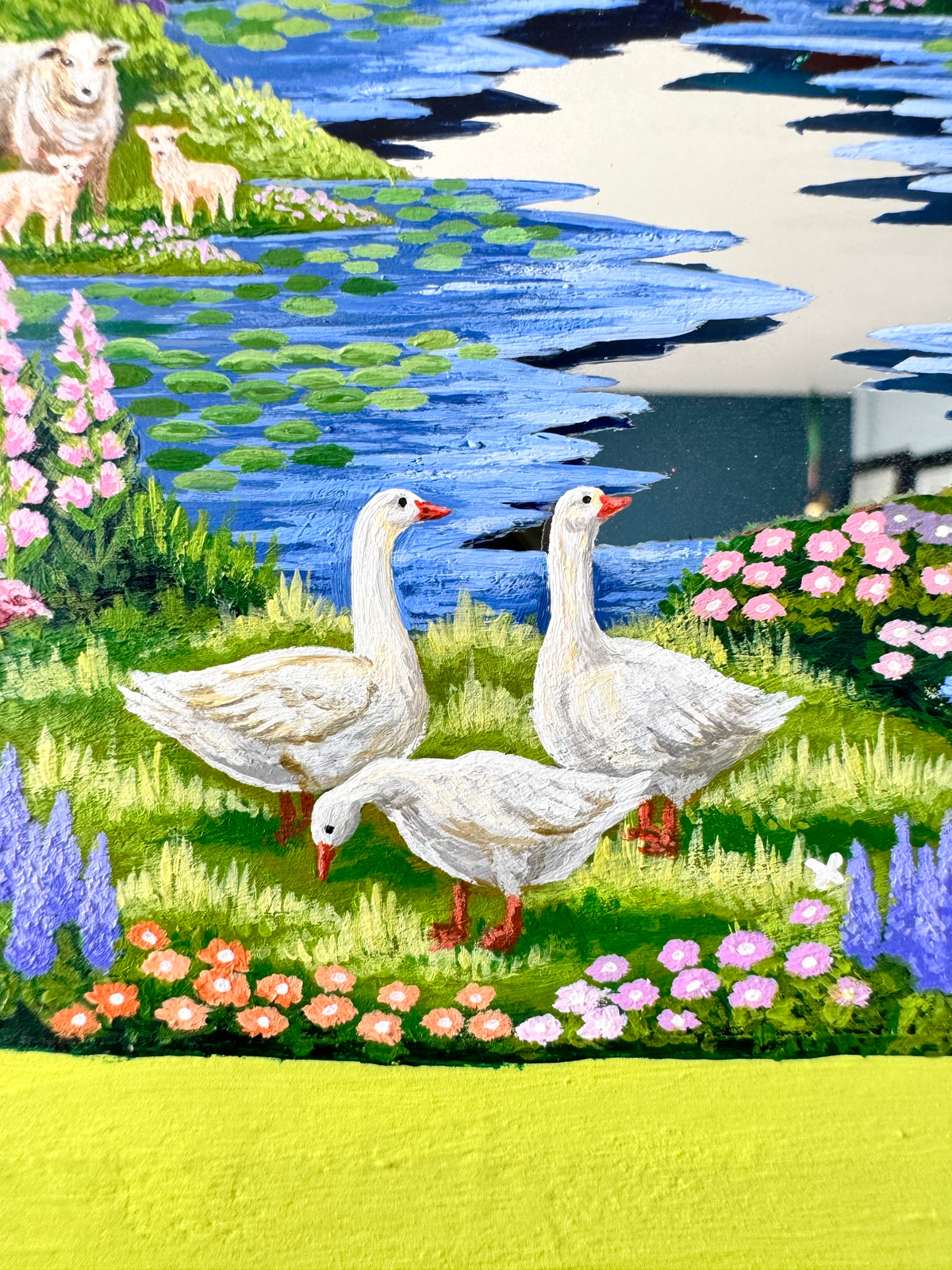 "Seven in the Country" - Hand Painted Landscape Mirror