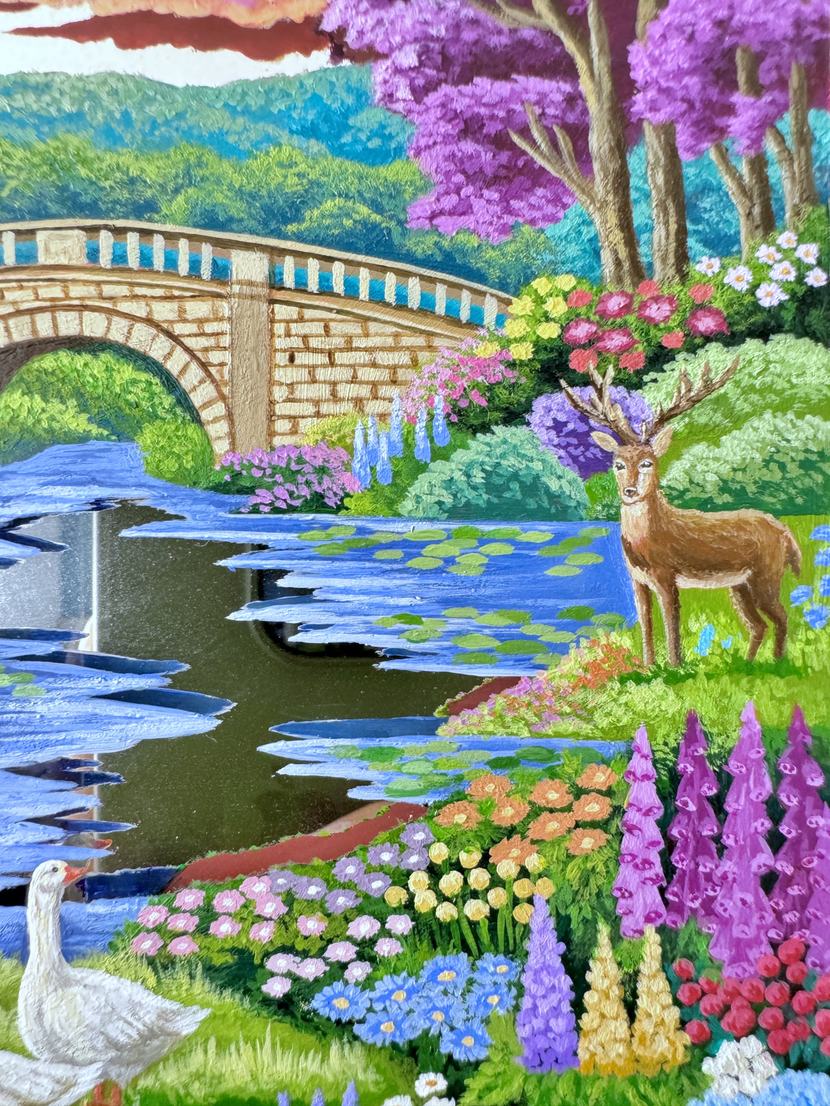 "Seven in the Country" - Hand Painted Landscape Mirror