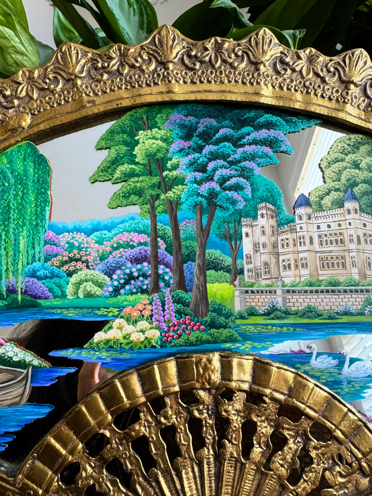 “I'll meet you at the Manor” - Hand Painted Landscape Mirror Art