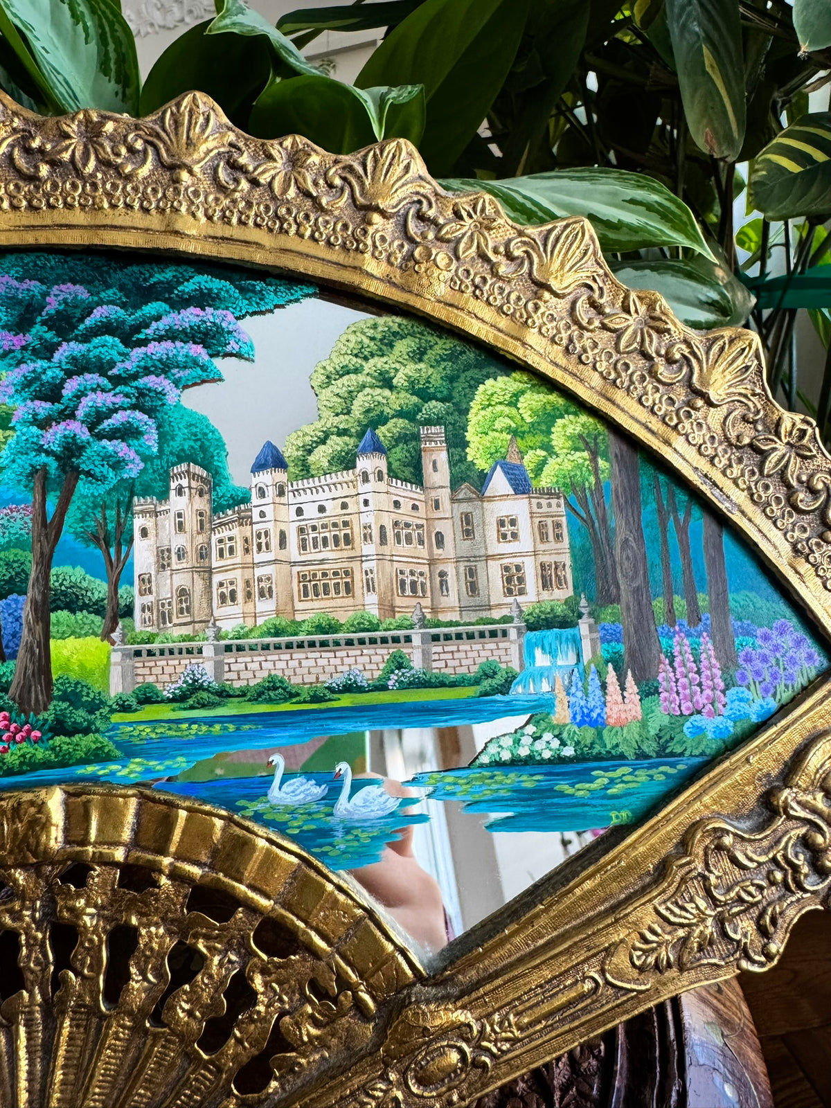 “I'll meet you at the Manor” - Hand Painted Landscape Mirror Art